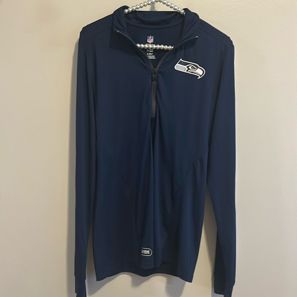 NFL Team Apparel Seattle Seahawks Womens Navy Quarter Zip Pullover Jacket Size S